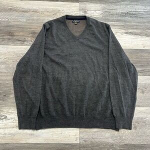 Club Room Sweater Gray Mens‎ XL V-neck Knit Merino Wool Blend Lightweight Cozy
